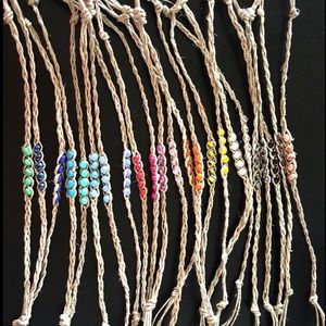 Beaded Hemp bracelet, Boho bracelet, 3 colors